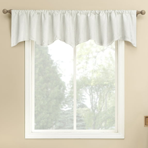 Sun Zero Bronte Floral Jacquard 100% Blackout Rod Pocket Curtain Valance, 50"W X 18"L, Pearl
