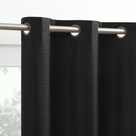 sun zero bryant 2-piece textured thermal insulated 100% blackout grommet top curtain panel, black, 37”w x 84"l