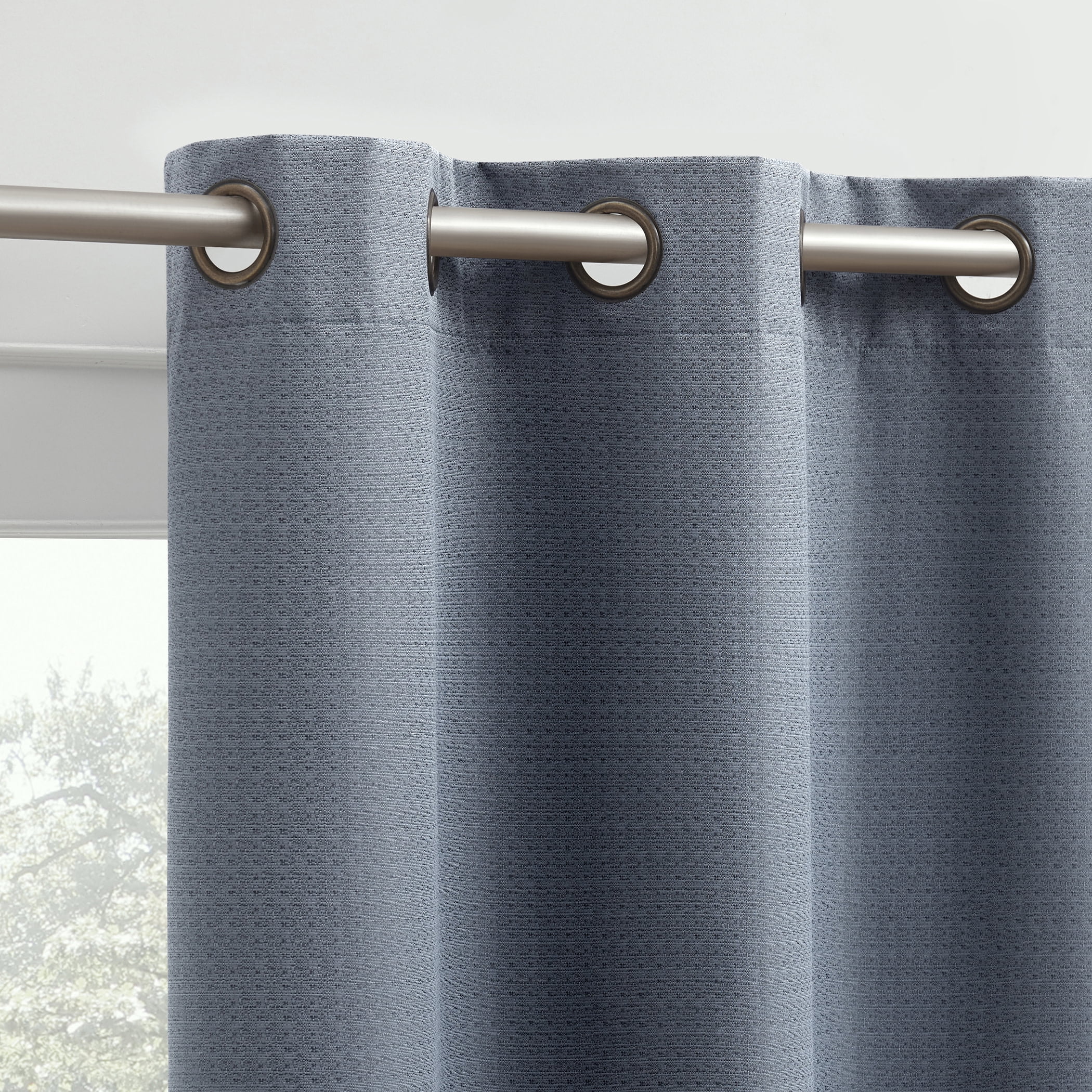 Sun Zero Bryant 2-Piece Textured Thermal Insulated 100% Blackout  Grommet Top Curtain Panel, Denim Blue, 37”W x 108"L