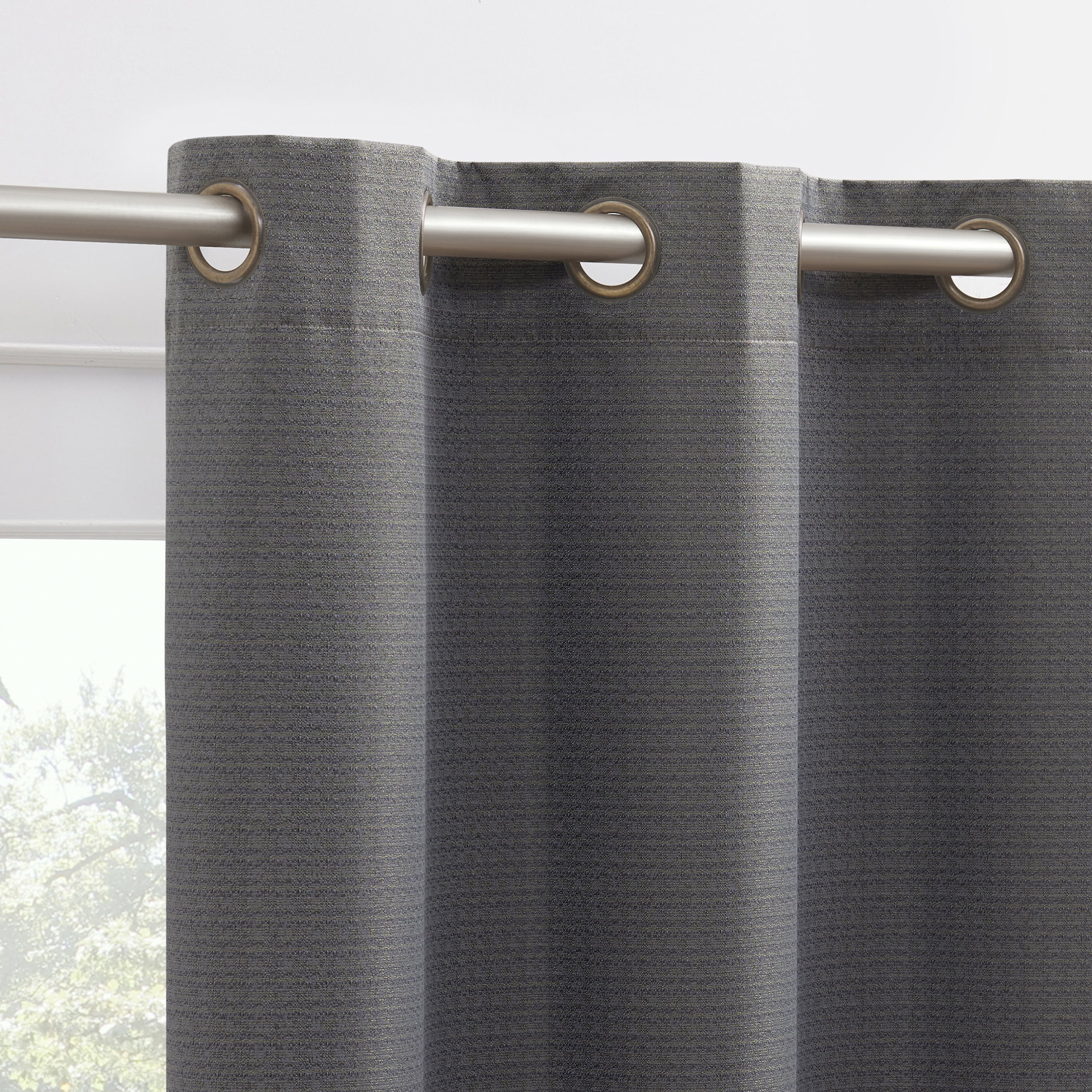 Sun Zero Bryant 2-Piece Textured Thermal Insulated 100% Blackout  Grommet Top Curtain Panel, Gray, 37”W x 95"L