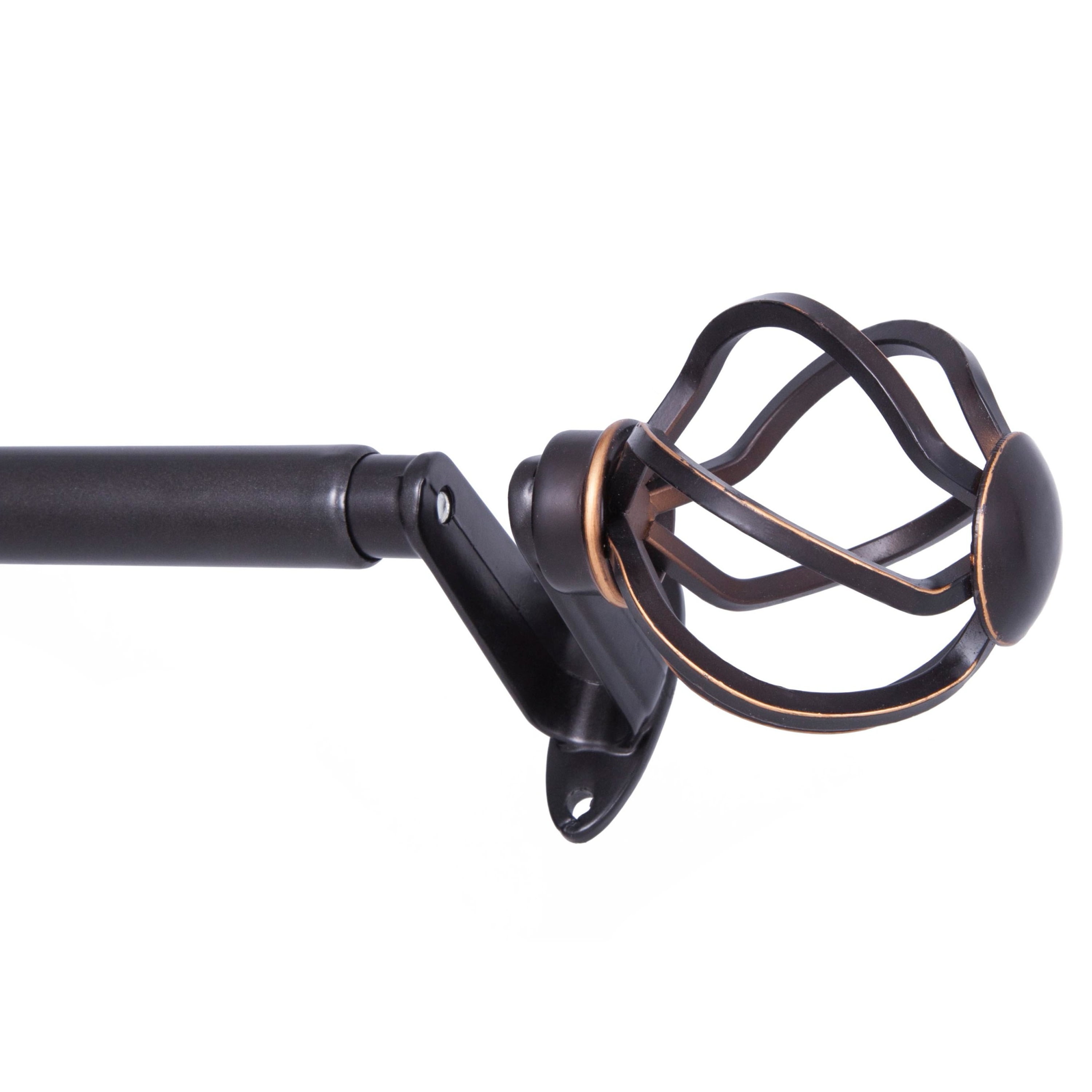 Sun Zero Cage 3/4” Decorative Blackout Curtain Rod, 66-120", Oil Rubbed Bronze