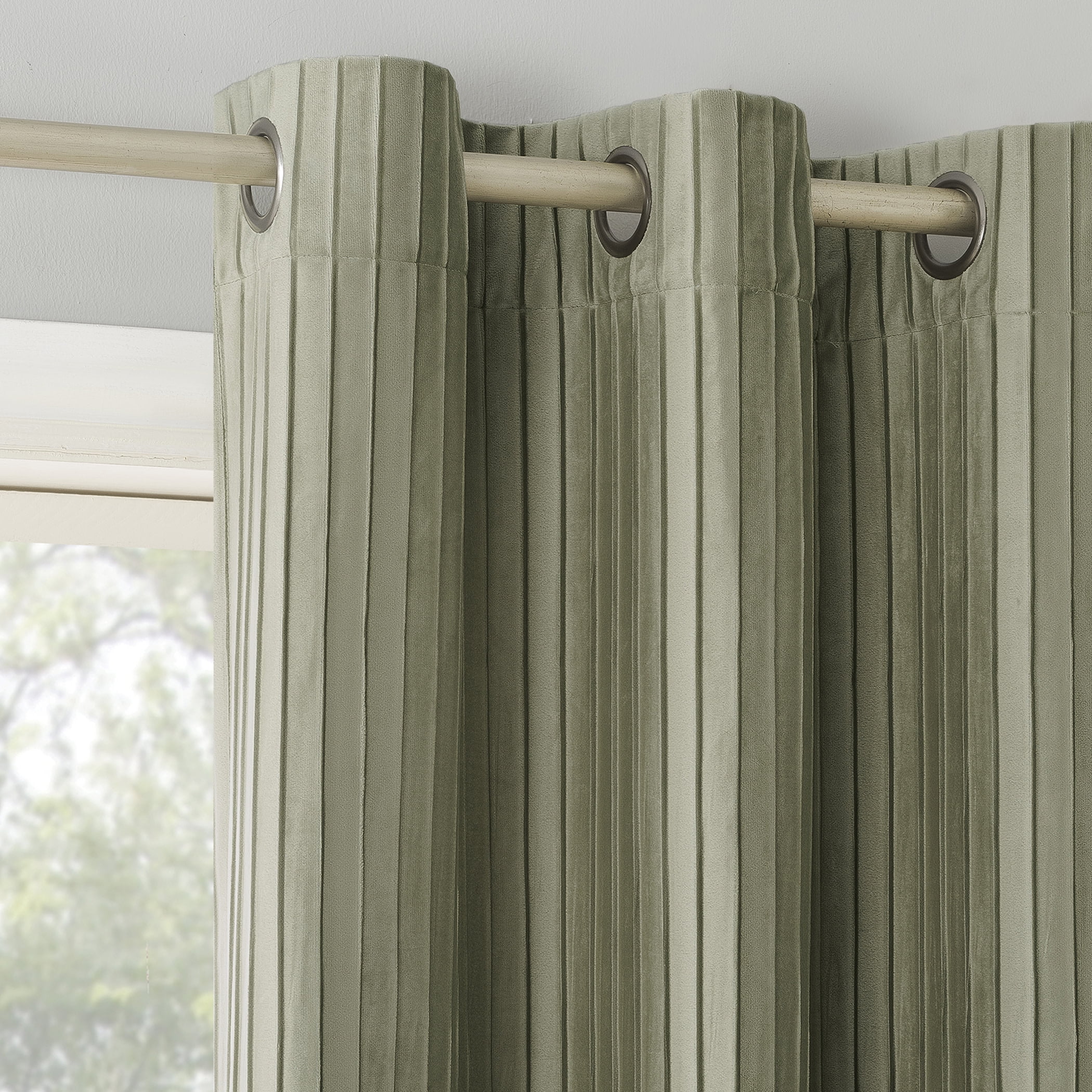 Sage Green Extra Long Velvet Blackout Grommet Curtain Panel