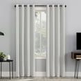 thumbnail image 1 of Sun Zero Channing Grid Texture Draft Shield Fleece Insulated 100% Blackout Grommet Curtain Panel, 50X63, Pearl, 1 of 10