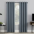 thumbnail image 1 of Sun Zero Channing Grid Texture Draft Shield Fleece Insulated 100% Blackout Grommet Curtain Panel, 50X96, Blue, 1 of 9