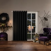 Sun Zero Conrad Extra-Wide Blackout Sliding Patio Door Curtain Panel, 100"X84", Black, 100"X84", Black
