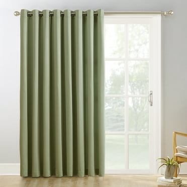 Sun Zero Conrad Extra-Wide Blackout Sliding Patio Door Curtain Panel, 100"X84", Sage Green, 100"X84", Sage Green