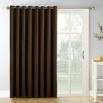 Sun Zero Conrad Extra-Wide Blackout Sliding Patio Door Curtain Panel, Chocolate, 100x84