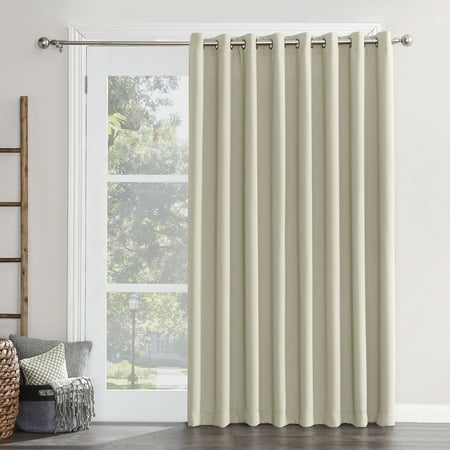 Sun Zero Conrad Extra-Wide Blackout Sliding Patio Door Curtain Panel, Pearl, 100X84, 100"X84", Pearl