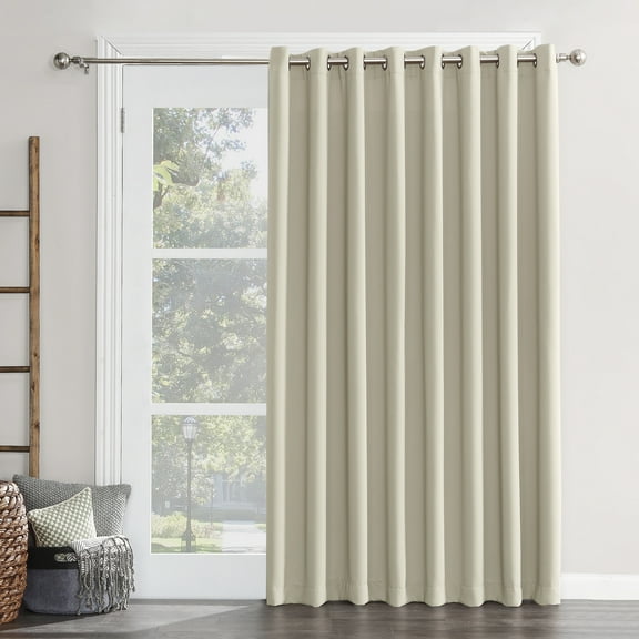 Sun Zero Conrad Extra-Wide Blackout Sliding Patio Door Curtain Panel, Pearl, 100X84, 100"X84", Pearl