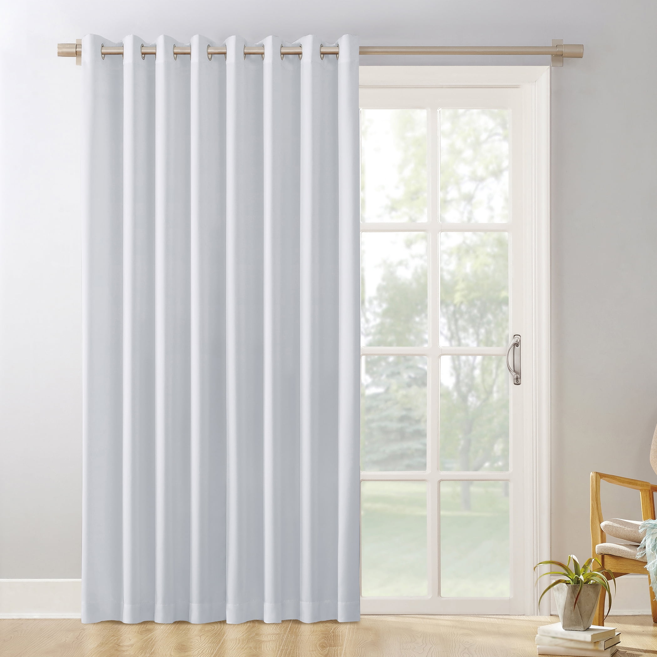 Sun Zero Conrad Extra Wide Blackout Sliding Patio Door Curtain Panel White 100x84 Com