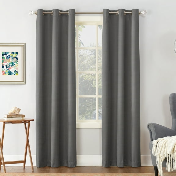 Sun Zero Cooper Textured Thermal-Lined Blackout Energy-Efficient Grommet Curtain Panel, 40"X63", Charcoal (Single Panel), 40"X63", Charcoal Gray