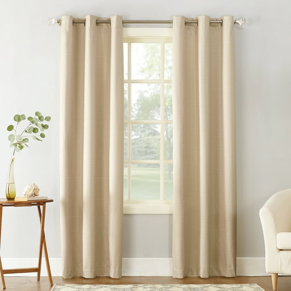 Sun Zero Cooper Textured Thermal-Lined Blackout Energy-Efficient Grommet Curtain Panel, 40"X63", Linen (Single Panel), 40"X63", Linen