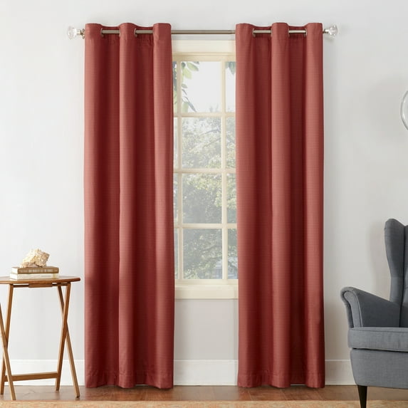 Sun Zero Cooper Textured Thermal-Lined Blackout Energy-Efficient Grommet Curtain Panel, 40"X63", Red (Single Panel), 40"X63", Red