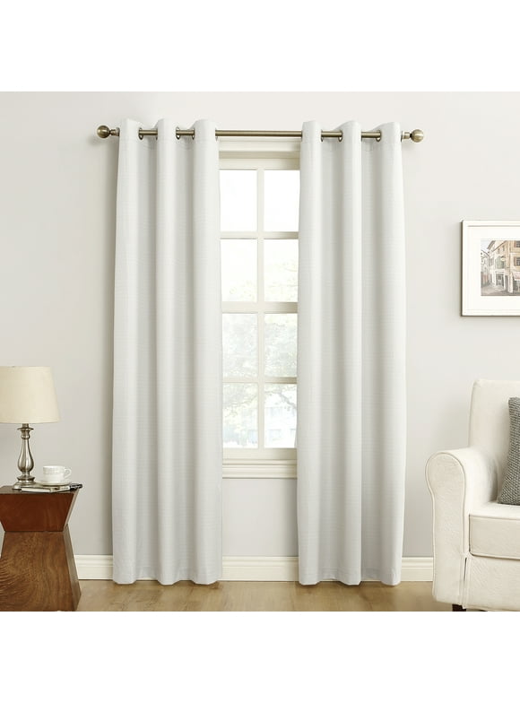 Sun Zero Cooper Textured Thermal-Lined Blackout Energy-Efficient Grommet Curtain Panel, 40"x84", White (Single Panel)