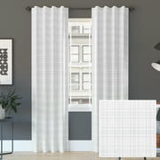 Sun Zero Crestwood 100% Blackout Woven Plaid Thermal Back Tab Curtain Panel, 40"x96", White