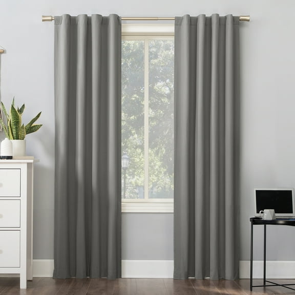 Sun Zero Cyrus Thermal 100% Blackout Back Tab Curtain Panel, 40"X84", Gray