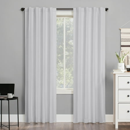 Sun Zero Cyrus 1-Piece  Thermal 100% Blackout  Back Tab/Rod Pocket Curtain Panel, White, 40”W x 63"L