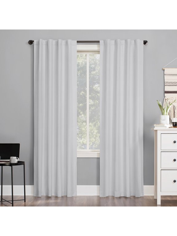 Cyrus 1-Piece Thermal 100% Blackout Back Tab/Rod Pocket Curtain Panel, White, 40”W x 63"L