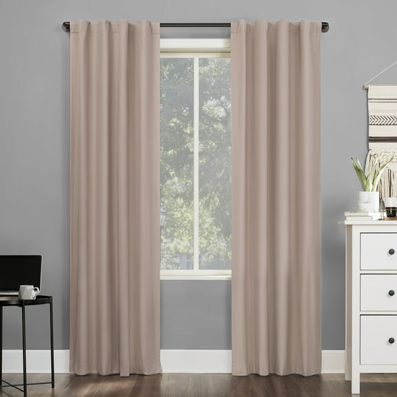 Sun Zero Cyrus Thermal 100% Blackout Back Tab Curtain Panel, 40"X84", Blush