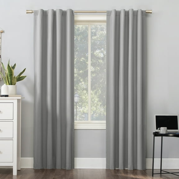 Sun Zero Cyrus Thermal 100% Blackout Back Tab Curtain Panel, 40"X84", Silver Gray