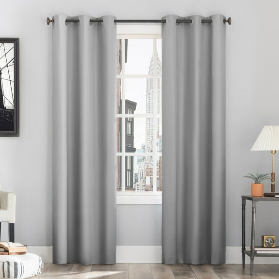 Sun Zero Cyrus Thermal 100% Blackout Grommet Curtain Panel, 40"X63", Silver Gray