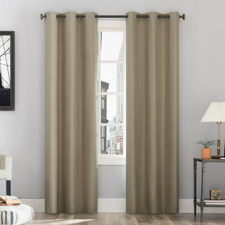 Sun Zero Cyrus Thermal 100% Blackout Grommet Curtain Panel, 40"X63", Stone