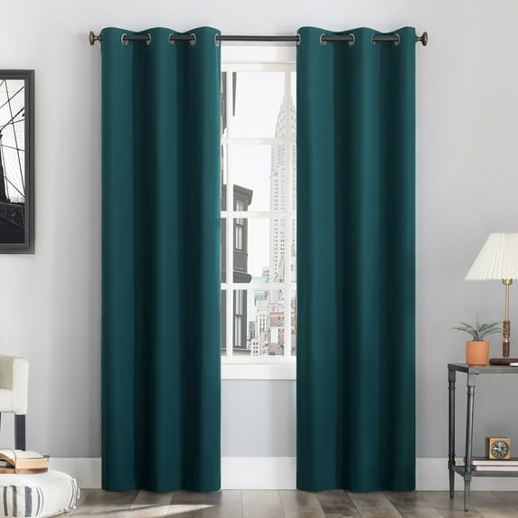 Sun Zero Cyrus Thermal 100% Blackout Grommet Curtain Panel, 40"X63", Teal