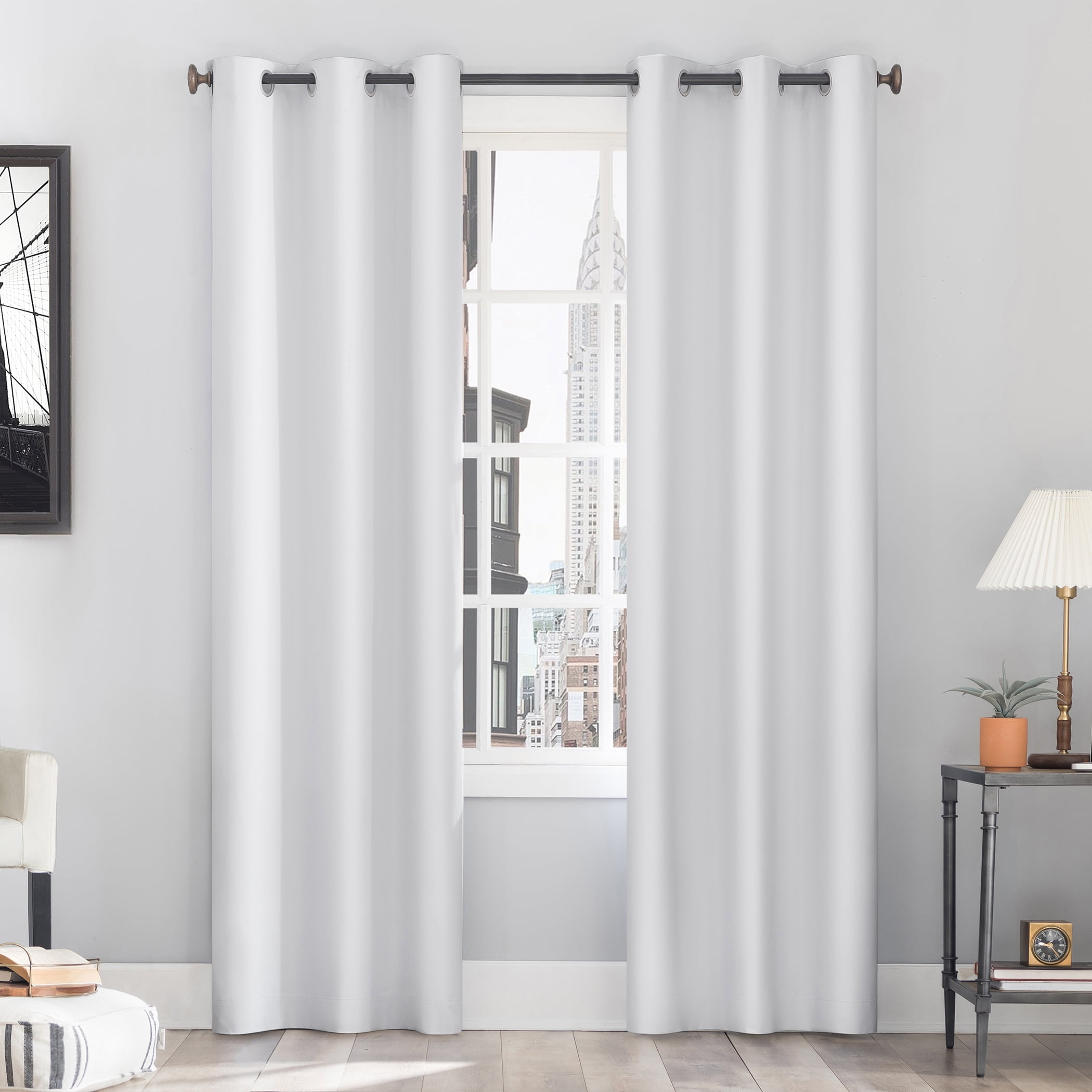 Sun Zero Cyrus Thermal 100% Blackout Grommet Curtain Panel, 40"x63", White