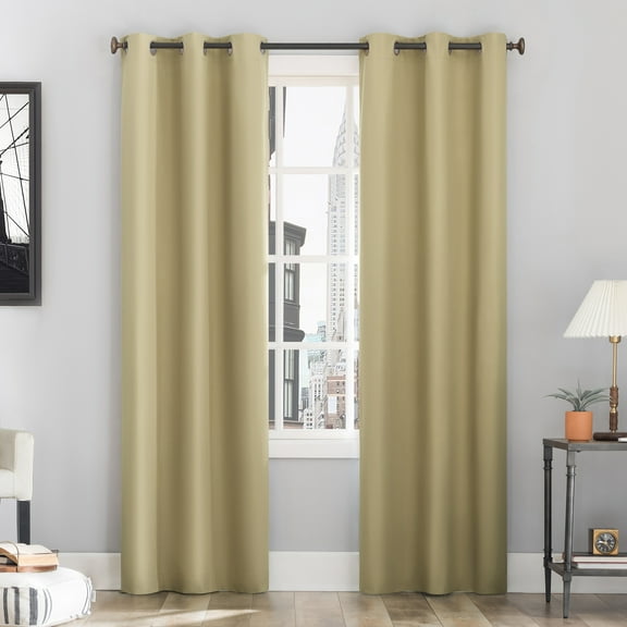 Sun Zero Cyrus Thermal 100% Blackout Grommet Curtain Panel, 40"x96", Soft Gold