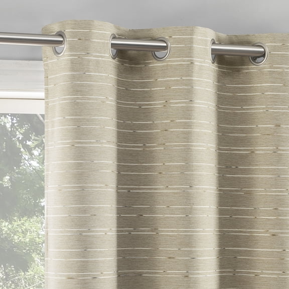 Sun Zero Dresden 2-pack Slub Detail Magnetic Closure 100% Blackout Grommet Curtain Panel Pair, 37"W x 63"L, Natural