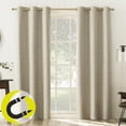 thumbnail image 1 of Sun Zero Dresden 2-pack Slub Detail Magnetic Closure 100% Blackout Grommet Curtain Panel Pair, 37"W x 84"L, Natural, 1 of 8