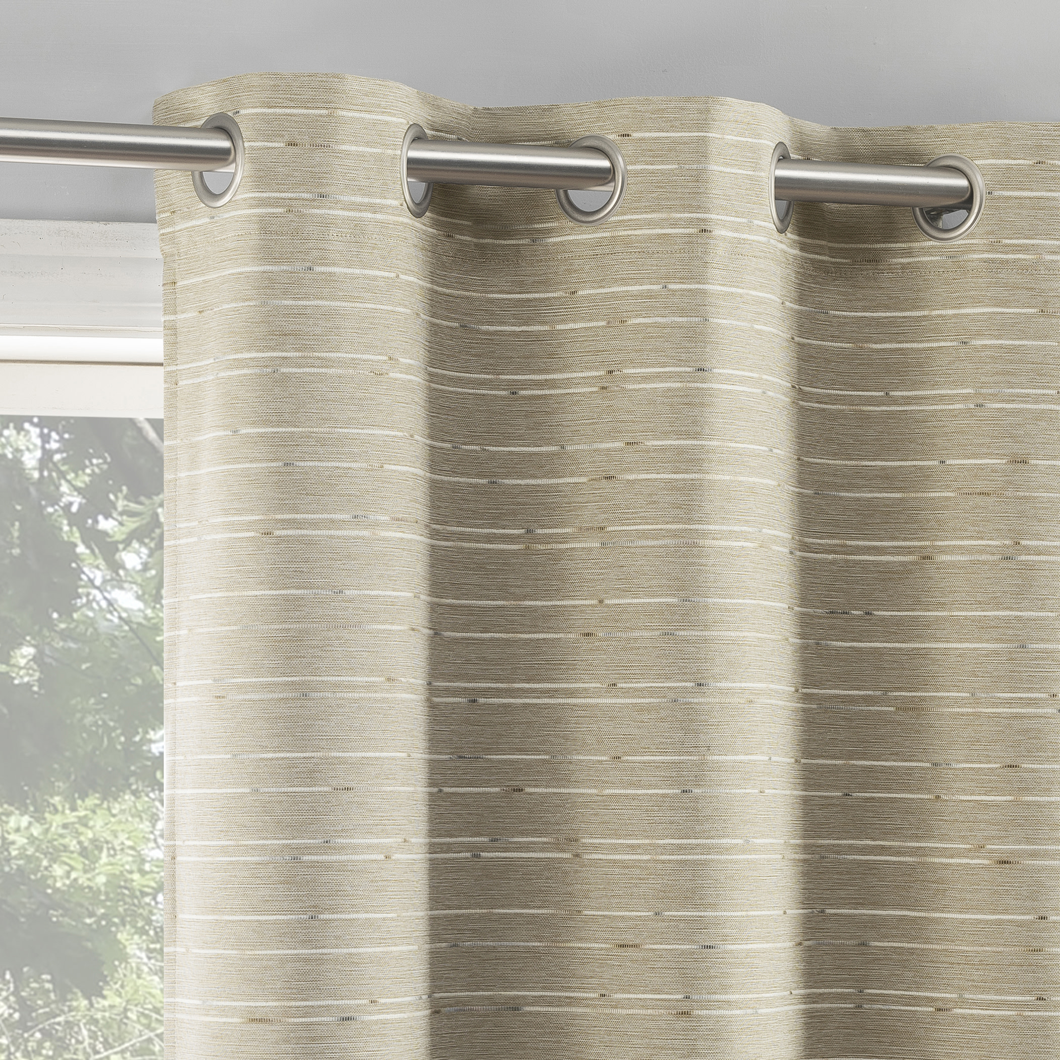 Sun Zero Dresden 2-pack Slub Detail Magnetic Closure 100% Blackout Grommet Curtain Panel Pair, 37"W x 84"L, Natural