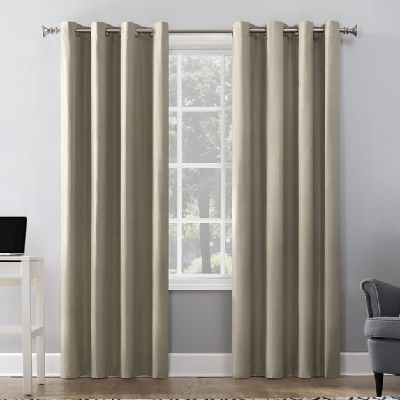 Sun Zero Duran Thermal Insulated 100% Blackout Grommet Curtain Panel, 50"X108", Linen (Single Panel)