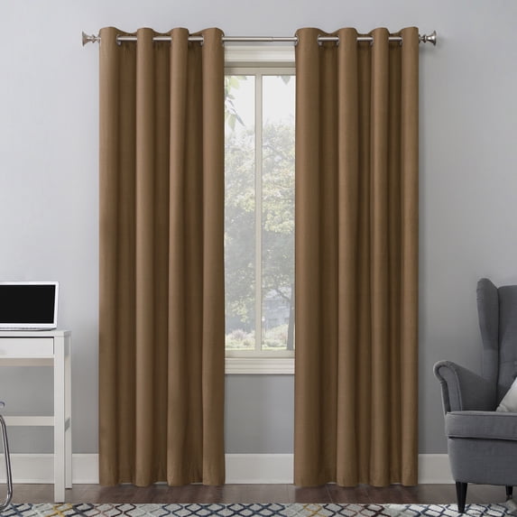 Sun Zero Duran Thermal Insulated 100% Blackout Grommet Curtain Panel, 50"X108", Pecan (Single Panel)