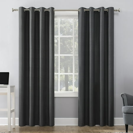 Sun Zero Duran Thermal Insulated 100% Blackout Grommet Curtain Panel, 50"X63", Charcoal (Single Panel)