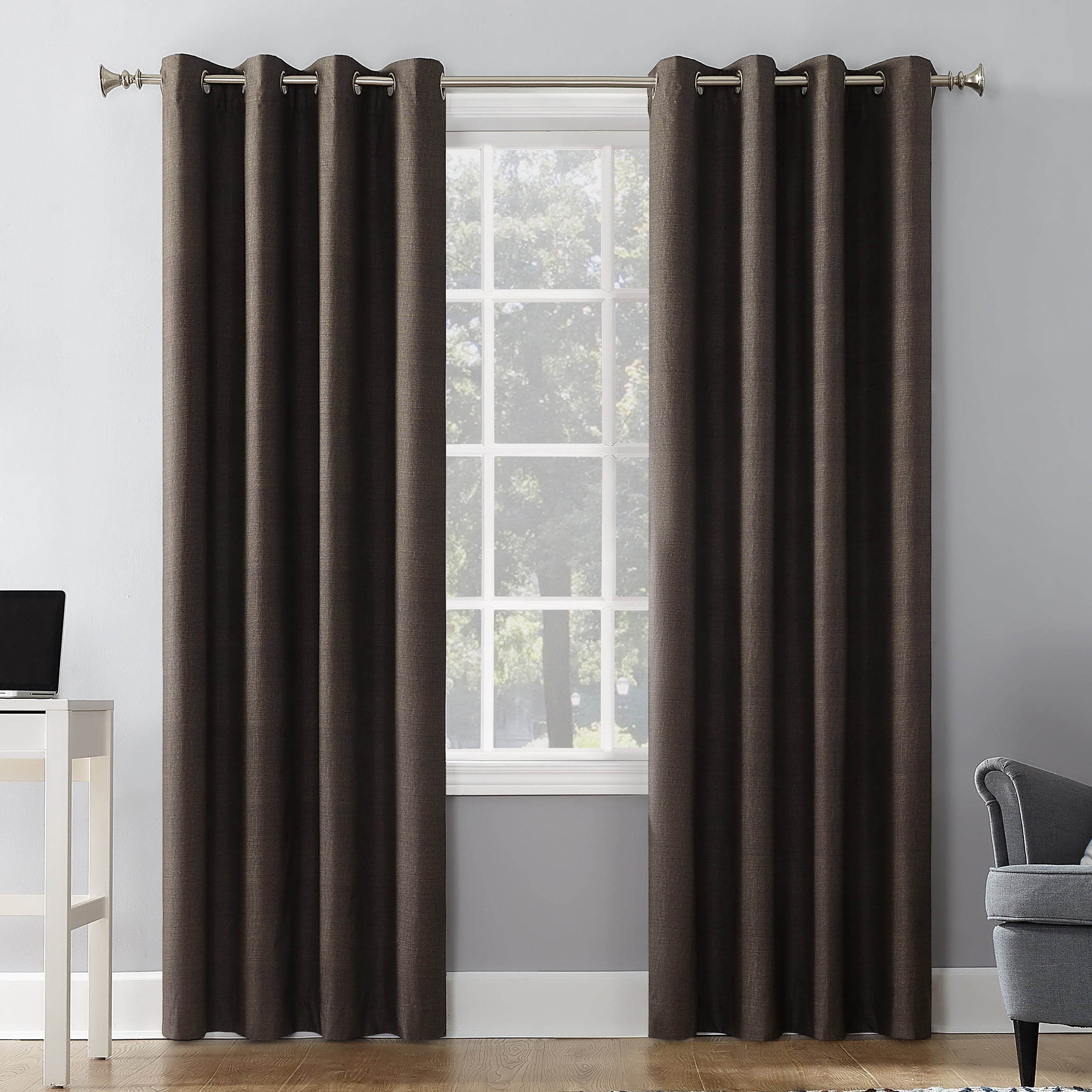 Sun Zero Duran Thermal Insulated 100% Blackout Grommet Curtain Panel, 50"x63", Walnut Brown (Single Panel)