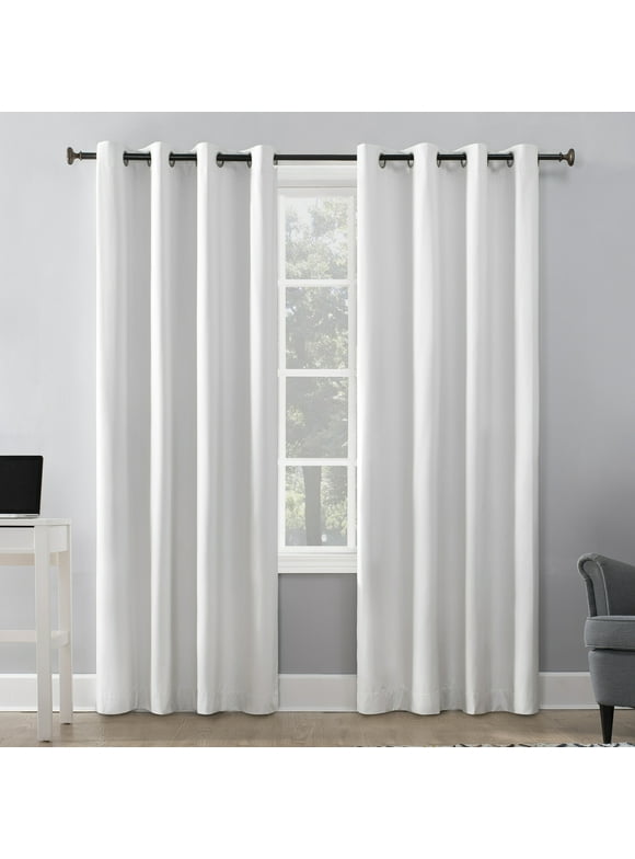 Sun Zero Duran Thermal Insulated 100% Blackout Grommet Curtain Panel, 50"x63", White (Single Panel)
