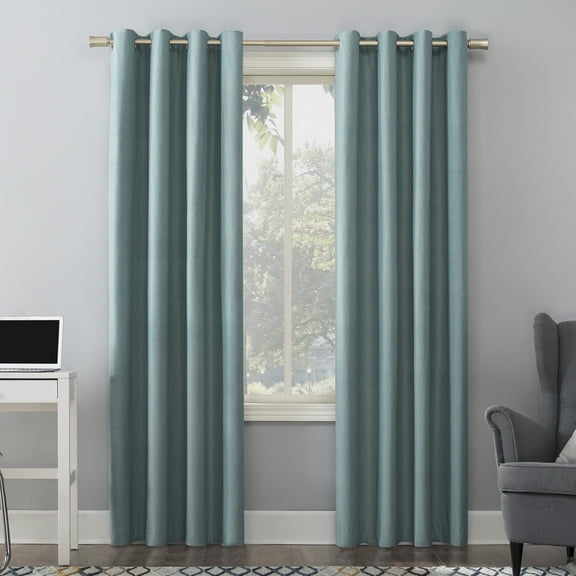 Sun Zero Duran Thermal Insulated 100% Blackout Grommet Curtain Panel, 50"X84", Mineral (Single Panel)