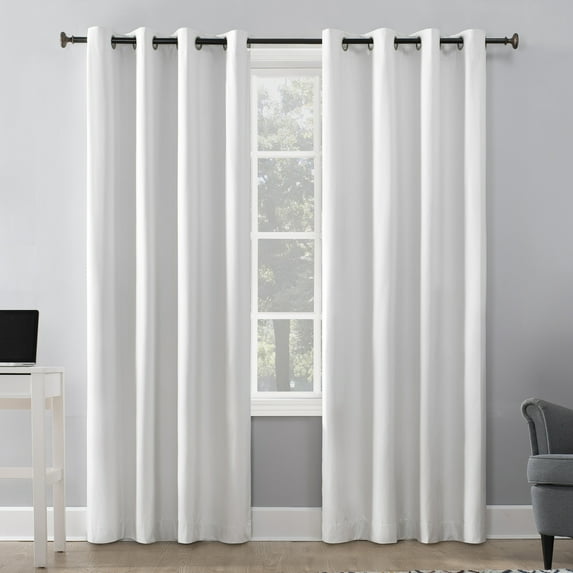 Sun Zero Duran Thermal Insulated 100% Blackout Grommet Curtain Panel, 50"X84", White (Single Panel)