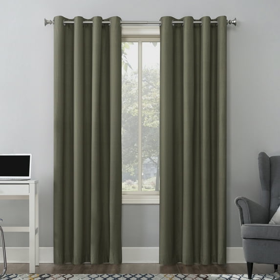 Sun Zero Duran Thermal Insulated 100% Blackout Grommet Curtain Panel, 50"x95", Olive Green (Single Panel)