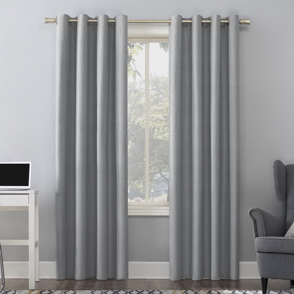 Sun Zero Duran Thermal Insulated 100% Blackout Grommet Curtain Panel, 50"X95", Silver Gray (Single Panel)
