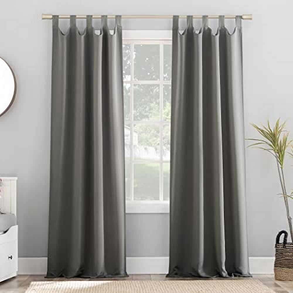 Gray Polyester Blackout Thermal Back Tab Curtain Panel