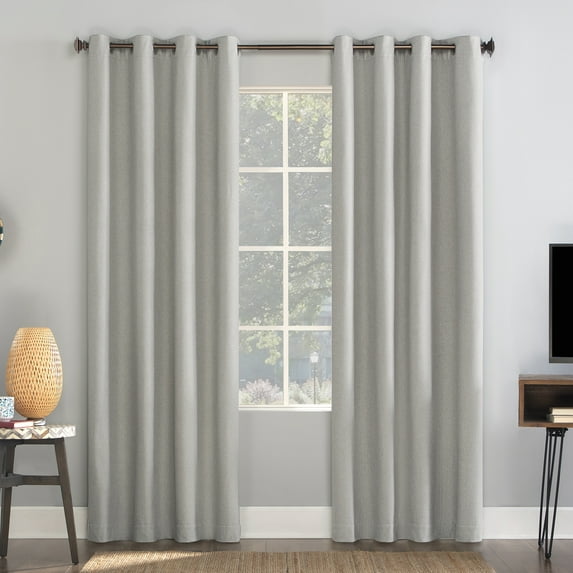 Sun Zero Enzi Herringbone Draft Shield Fleece Insulated 100% Blackout Grommet Curtain Panel