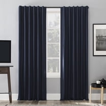 Sun Zero Evelina Faux Dupioni Silk Thermal Extreme 100% Blackout Back Tab Curtain Panel,50" x 84, Navy Blue