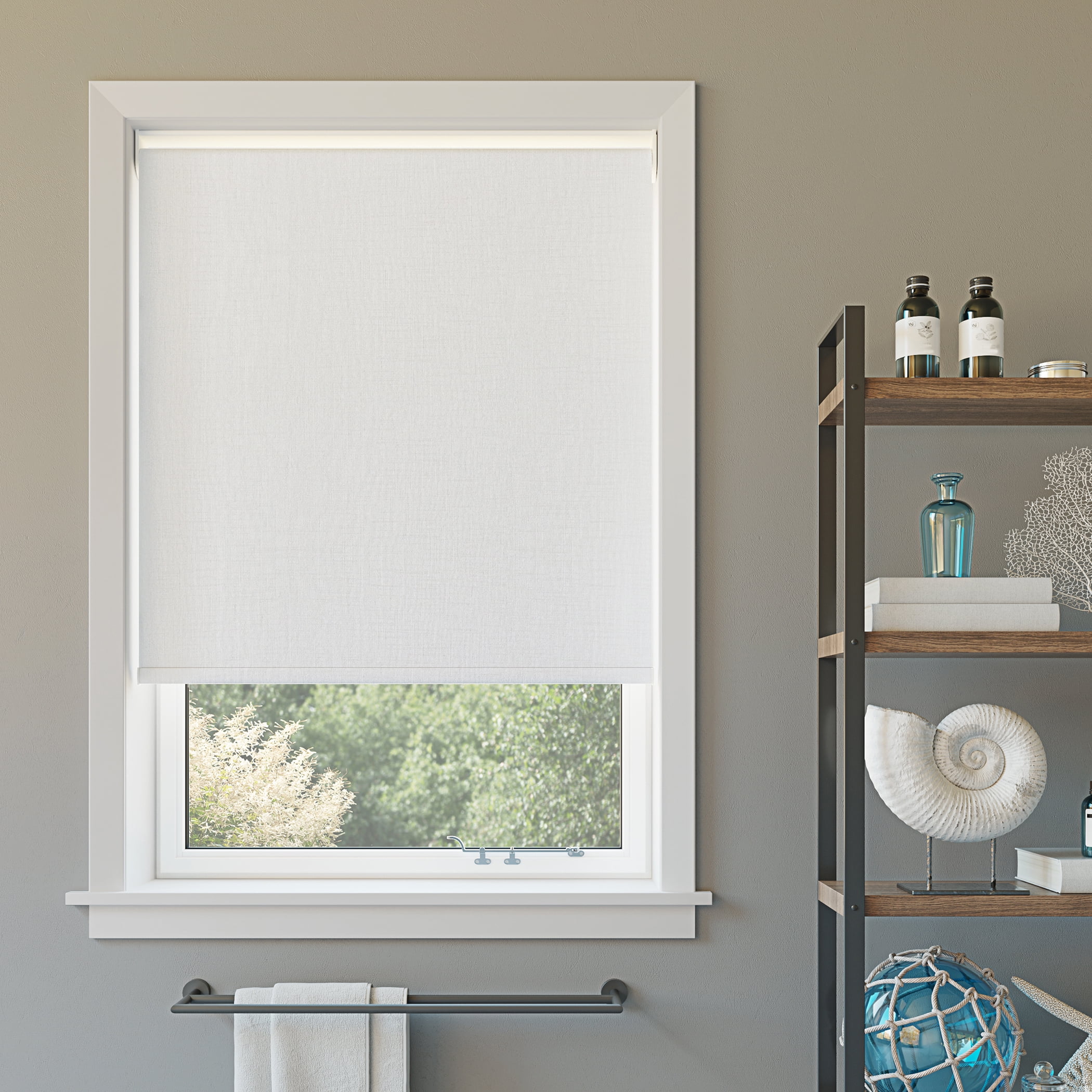 Sun Zero Everly Slub Texture 100% Blackout Cordless Roller Shade, 23"x72", White