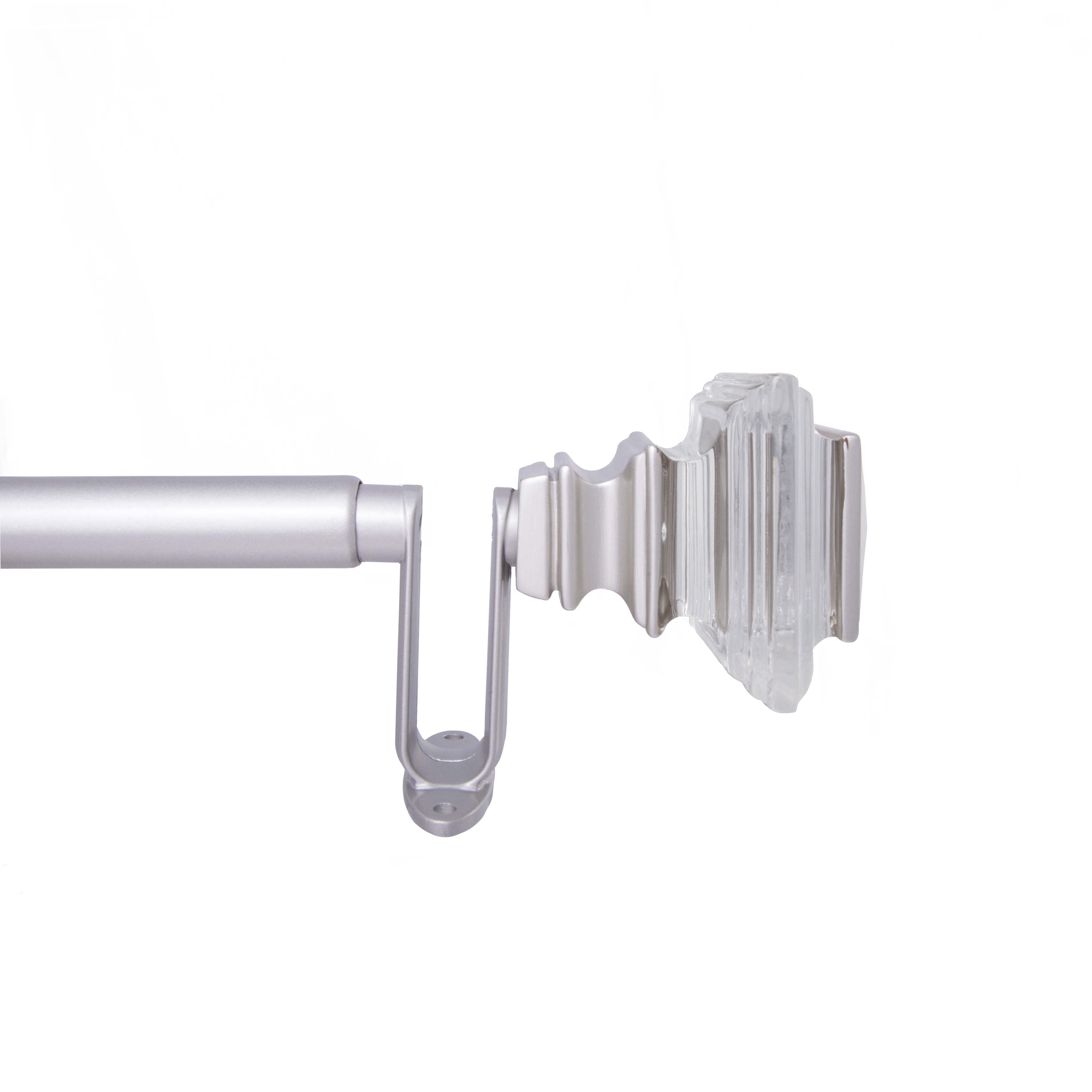 Brushed Nickel Adjustable Room Darkening Curtain Rod with Decorative Finials