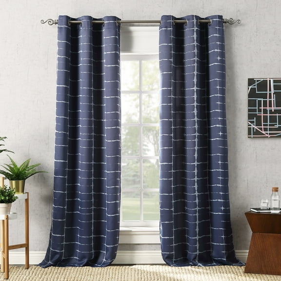 Sun Zero Geometric Grommet Blackout Curtain Panel, 40" X 84"