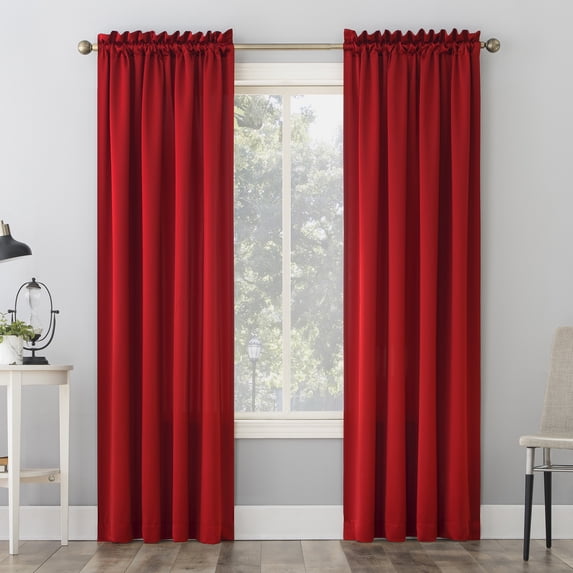 Sun Zero Kylee Energy Saving Rod Pocket Curtain Panel, Red Pepper, 54"W x 84"L (1 Panel)