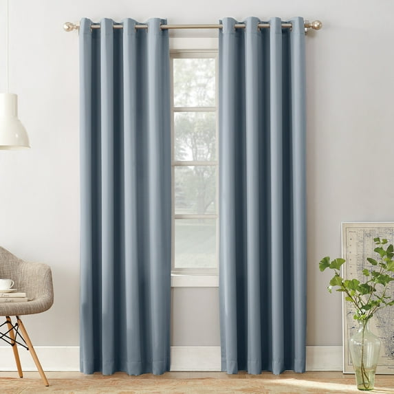 Sun Zero Groton 1-Piece Room Darkening Grommet Curtain Panel, 54"X54", Vintage Blue