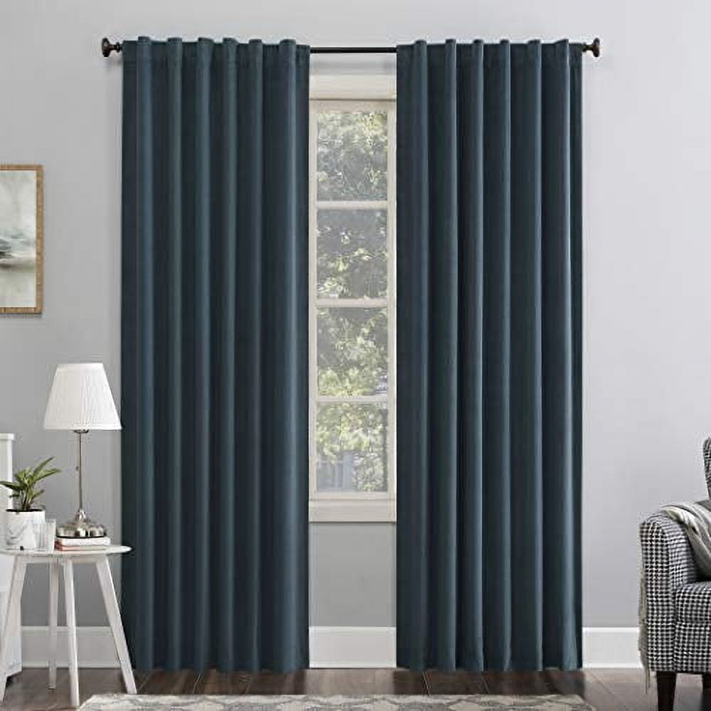 Teal Velvet Blackout Back Tab Curtain Panel, 50" x 84"